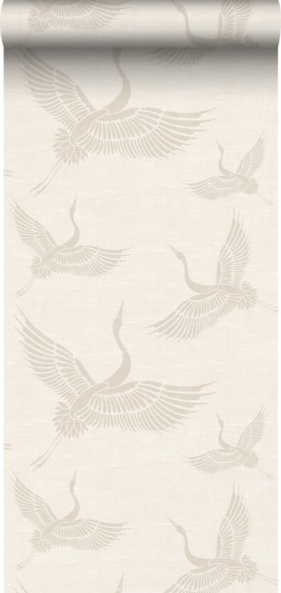 Origin Wallcoverings behang kraanvogels zandkleurig - 347827 - 0,53 x 10,05 m