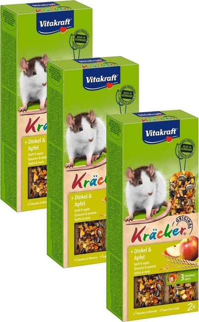 Vitakraft rattenkracker - 2 in 1 cornflakes en fruit - 3 St à 2 St - Rattensnack