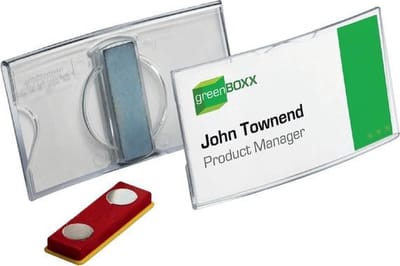 5 x Badge Durable 8123 convex met magneet 40x75mm & 1 vel badgekaartjes