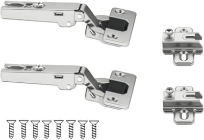 Famanu - Set met 2 scharnieren plus verstelbare basis en schroeven, ritssluiting voor kast, keuken, nachtkastjes en laden, eenvoudige en snelle montage