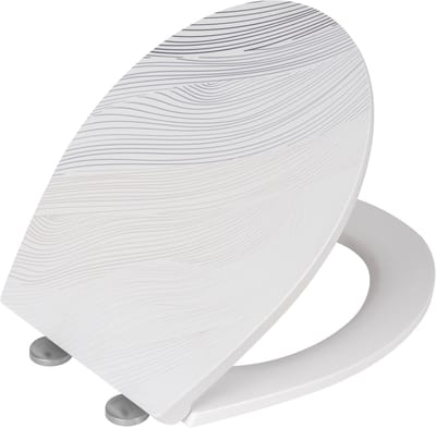 WENKO WC bril Menin met structuurprint - antibacterieel Duroplast - Easy-Close softclose sluiting - Fix-Clip bevestiging afklikbaar in RVS - Toiletbril decor met structuur - Toiletzitting met print