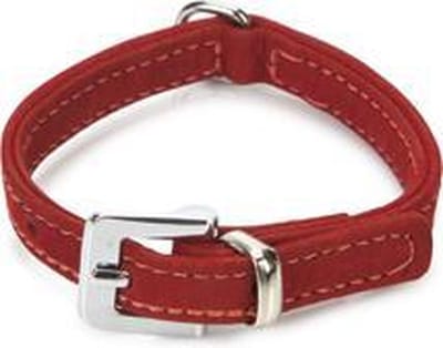 Beeztees leren halsband Buffalo Strass. Rood. 24 cm x 10 mm.