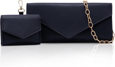 Elegante zwarte clutch met bijpassende mini portemonnee - Perfect voor uitgaan en dagelijks gebruik