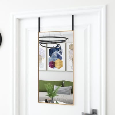 vidaXL - Deurspiegel - 40x80 - cm - glas - en - aluminium - goudkleurig