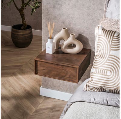 Nachtkastje 1L set/2 hangend Frame - Massief acacia drift brown - set van 2