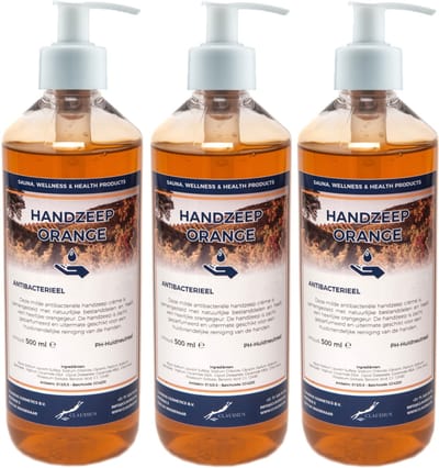 Handzeep Orange 500 ml - set van 3 stuks - met gratis pomp - Voordeelverpakking