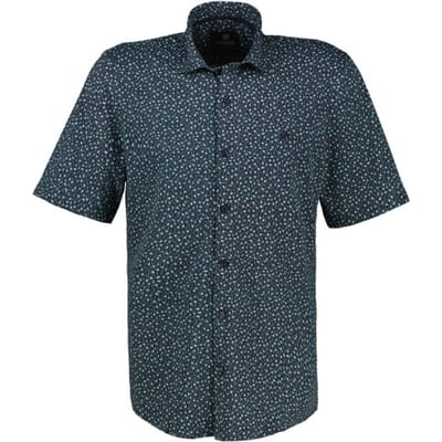 Lerros - Korte Mouw Overhemd - Heren - L - 485 CLASSIC NAVY - Katoen - 2532324