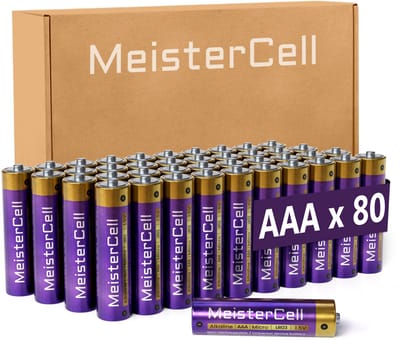 MeisterCell 80 stuks AAA Batterijen Alkalinebatterijen, Alkalinebatterij - 1,5V – LR03 – Voordeelverpakking – Extra langdurige kracht