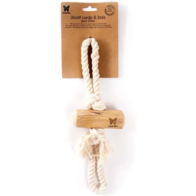Hondenspeelgoed hout touw 2 handvaten Martin Sellier Expresso
