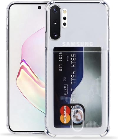 Geschikt voor Card Back cover voor Samsung Galaxy Note 10 Pro | Transparant | Soft TPU Siliconen | Shockproof | Pasjeshouder | Wallet