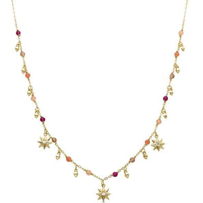 Luxenter Sterling Zilver 925 Ketting met Veelkleurig Kristal afgewerkt in 18K geel goud - Sekhay