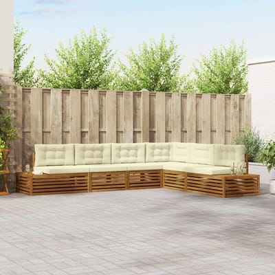 vidaXL - 7 - st - Buiten - bank - set - Massief - Acacia - Hout - en - Polyester