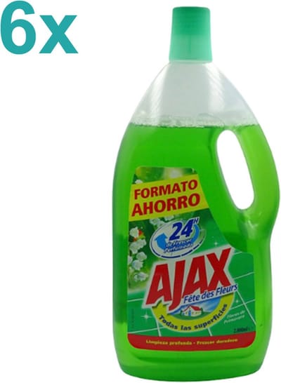 Ajax Bloemenfestival Allesreiniger – Lentebloem – 6x 2 L – 24 u Geur & 100% Reinigingskracht - Voordeelverpakking