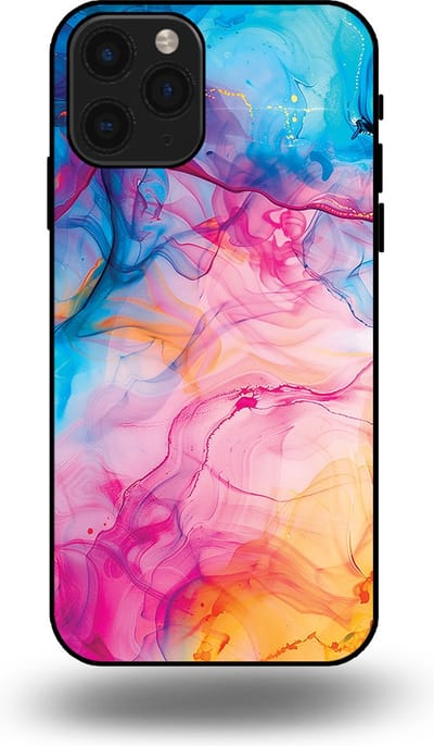 Smartphonica Telefoonhoesje Geschikt voor iPhone 11 Pro met Regenboog Acryl Marmer Opdruk - TPU Backcover Case Rainbow Acrylic Marble Design geschikt voor iPhone 11 Pro