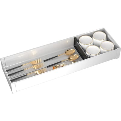 Lange Ladeverdeler Organizer Aluminium Lade Bestek Opbergpartitiebak voor Keuken white