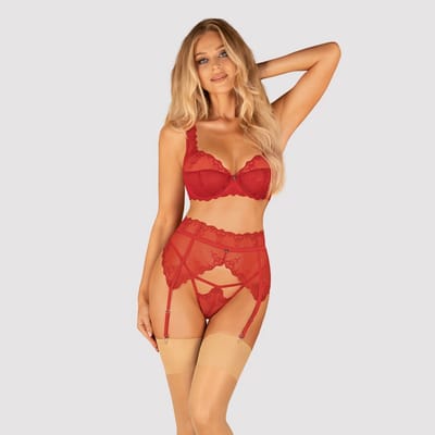 Obsessive - Lonesia Garter Belt Red L/XL