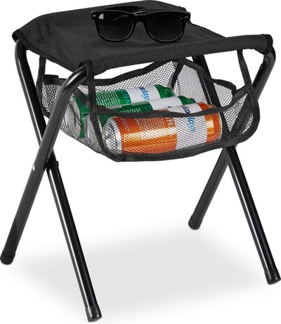 campingkruk - met tas - tot 120 kg belastbaar - opvouwbaar - licht - 39x29x35 cm - zwart