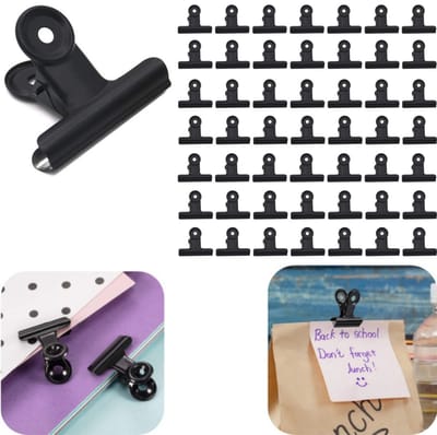 50 stuks fotoclips - metalen clips - mappen - sluitclips - bonnenclips - roestbestendig - herbruikbaar - waterdicht - op te hangen - opslagaccessoires - geschikt voor studeerkamer, keuken, documenten (zwart, 2,4*2,2 cm)