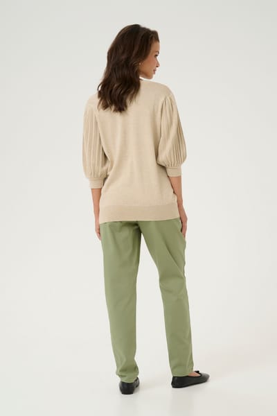 Kaffe KAlone Knit Pullover 1/2 SL Dames Trui - Feather Gray Melange