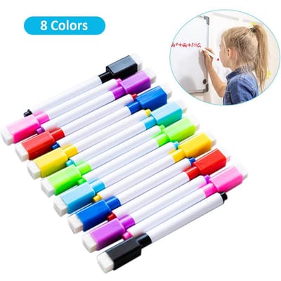 8 kleuren droog uitwisbare markers met wisserdop Thuiskantoor Klaslokaal Kinderen Draagbaar Geurarm veelkleurig