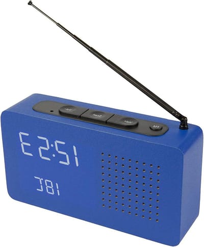 Digitale Wekker - Radio Klok - Wakker Worden - Hout Design - 177 cm - Blauw