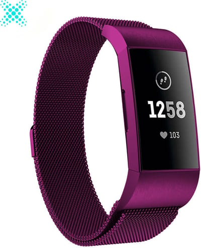 MY PROTECT - Milanese Bandje Geschikt Voor Fitbit Charge 3 / Charge 4 - Milanees Fitbit Bandje - Paars