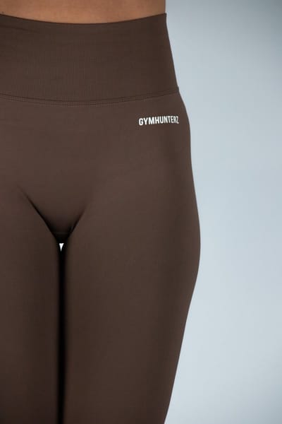 Fitness legging - Legging hoge taille - Legging Gym Sport - Hardloop - Yogabroek voor dames - Sneldrogend, ademend en rekbaar - Spandex / Nylon - Kleur bruin - Maat L