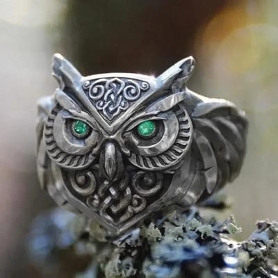 Creatieve Retro Donkere Persoonlijkheid Ring 3D Dier Uil Punk Hip Hop Trendy Internet Beroemdheid 7 gray