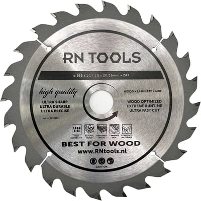 RNtools Cirkelzaagblad 165 x 20 mm - 24 tanden - voor Hout, Hardhout, Laminaat, MDF, Multiplex
