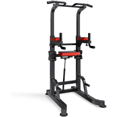 Barre de traction, Tour de force 150kg Station de dips, Station de dips d'entraînement avec base stable en forme de H et plateforme d'assistance, Traction réglable sur 9 niveaux de hauteur