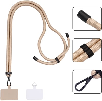 Casemania Extra Sterke Telefoonkoord - Licht Goud - Dikke Verstelbare Telefoonketting - Universeel Koord voor Smartphone - Stevig Draagkoord voor Telefoon - Lanyard Crossbody Cord
