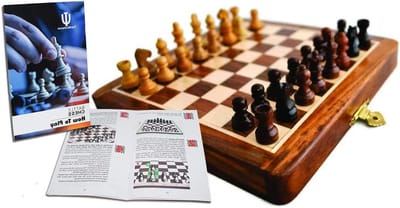 Schaakset - Schaakbord spel - Strategie Spel - Magnetisch Bord - 10 x 10 inch - Palissander