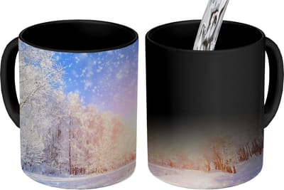Magische Mok - Foto op Warmte Mokken - Koffiemok - Sneeuw - Zon - Winter - Magic Mok - Beker - 350 ML - Theemok