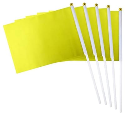 Mini Handvlaggen 14x21cm - Set van 30 Stuks voor Sportevenementen, Feestdecoratie en DIY Projecten - Gele Vlaggen voor Binnen en Buiten
