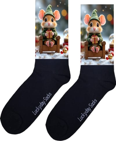 Cadeautje - Opkikkertje - Grappige sokken - Valentijns cadeau - Verjaardag cadeau - Sint cadeau - Leuke sokken - Muis - Stoel - Vrolijke sokken - Cadeau - Grappig cadeau - Kerst Sokken - Vaderdag - Moederdag - Kerstcadeau - Socks maken Happy - 37-44