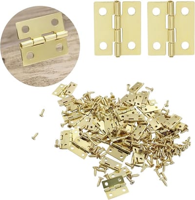 50 stuks - Scharnieren - Inclusief Schroeven - Gemakkelijk te Plaatsen - Binnendeurscharnieren - Deurscharnier - 8*10mm - goud - rvs
