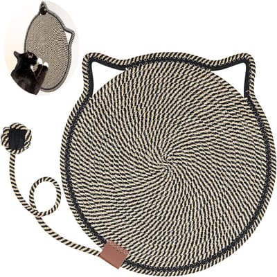 carmdering - Kattenkrabmat - Natuurlijk Katoen Touw Krabkussen - Rond Krabmeubel - Muurbevestiging Met Oor -Duurzaam Geweven Design - Beschermt Meubels En Stimuleert Spelen - 1 Stuk
