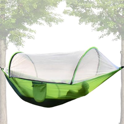 Familie Hangmat - Kampeerhangmat Outdoor - Ontspannen in de natuur - Met muggennet - 260 x 140 cm - Groen