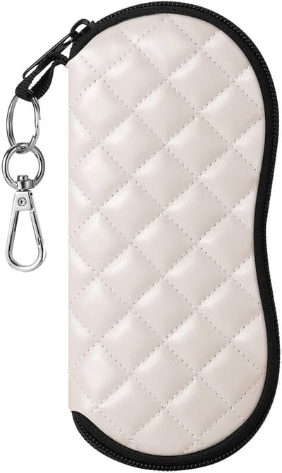Dailygoody - Zachte lenzenvloeistof - Neopreen zonnebrillenetui - Compact en praktisch - Beige ruit - Voor mannen en vrouwen - Ideaal voor o