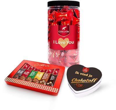 Côte d'Or Valentijn chocolade giftbox pakket - Chokotoff, Mini Bouchée & selectie van chocoladerepen - valentijnscadeau - 955g