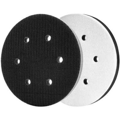 Twee zachte schuurpads van 150 mm met een zachte schuimlaag, geschikt voor schuren en polijsten, geluidsdempend (8 gaten).