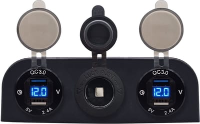 ProRide 12V USB Autolader 2 Poorten - 5V/2.4A - Voltmeter en 12V/24V Sigarettenplug - Drievoudig opbouw