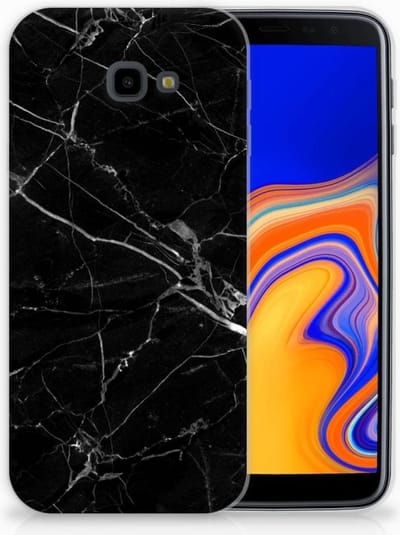 Samsung Galaxy J4 Plus (2018) TPU Siliconen Hoesje Marmer Zwart - Origineel Cadeau Vader