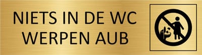 CombiCraft deurbordje Niets in de WC werpen in goud met tape - 165 x 45 mm