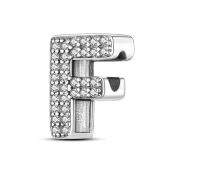 RomyStones – Letter Bedel F – 925 Sterling Zilver – Zirkonia – Cadeau