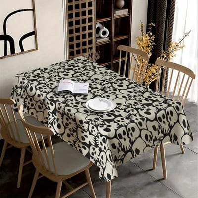 Gotische Schedel Rechthoekige Tafelkleed voor Tafeldecoratie Huis Keuken Eetkamer Waterdicht Herbruikbaar Tafelkleed voor Tafels Diner Huis 100x160cm