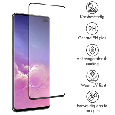 Accezz Screen Protector - Geschikt voor Samsung Galaxy S10 Plus - Gehard Glass Full Cover