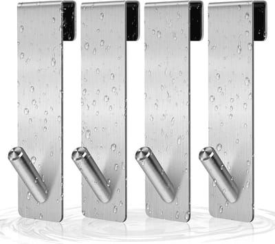 Set van 4 RVS Douchedeur Haken, Handdoek Haken zonder Boren, Geschikt voor Frameloze Badkamers en Douchedeuren, 7 Inch Zilver