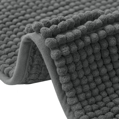 Badmat, 50 x 80 cm Chenille badmat, zacht en comfortabel badkamerkleed, super absorberend pluizig badkleed voor badkamer, machinewasbaar sneldrogend - donkergrijs
