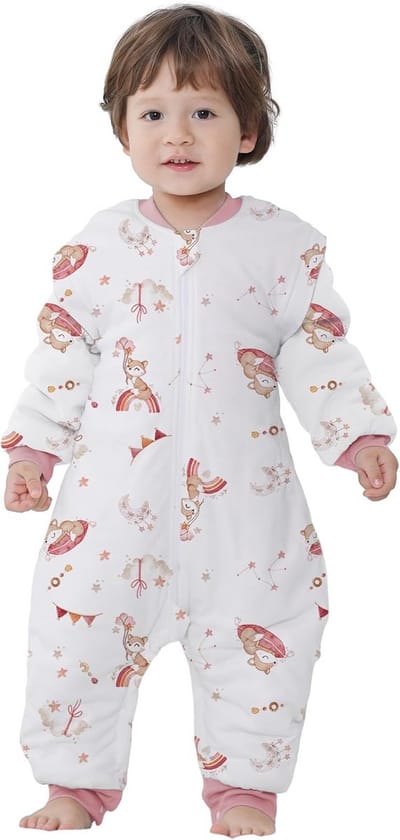 Babyslaapzak met voeten - Winterslaapzak baby - Warm en veilig slapen - Afneembare mouwen - 25 TOG - Roze